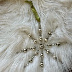 Christmas silver and clear bead wire snowflake